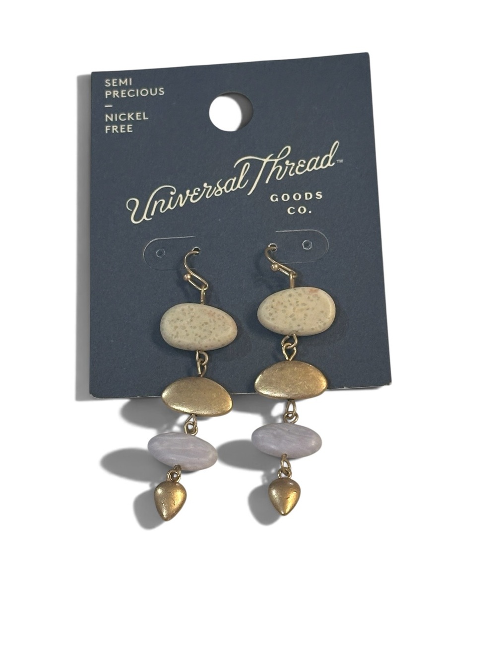 Universal Thread Gold, Beige and Lavender Drop Earrings
